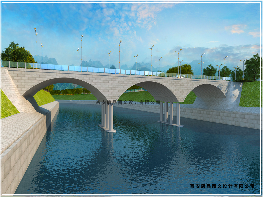 拱橋河道效果圖制作